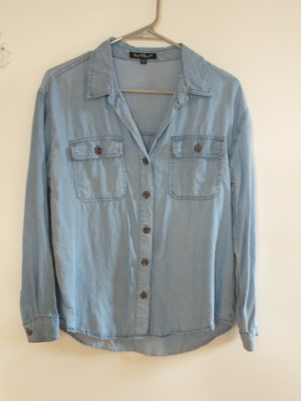 Velvet Heart Light Blue Denim Button-Down Shirt S Coastal Preppy
